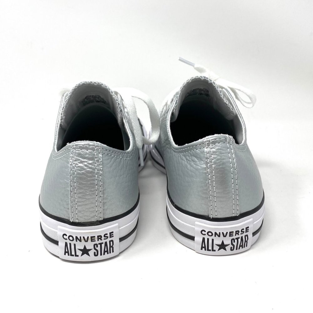 🌿Sale🌿 Converse Womens CTAS OX Pure Silver Synthetic Leather AUTHENTIC 170989C - Picture 8 of 10